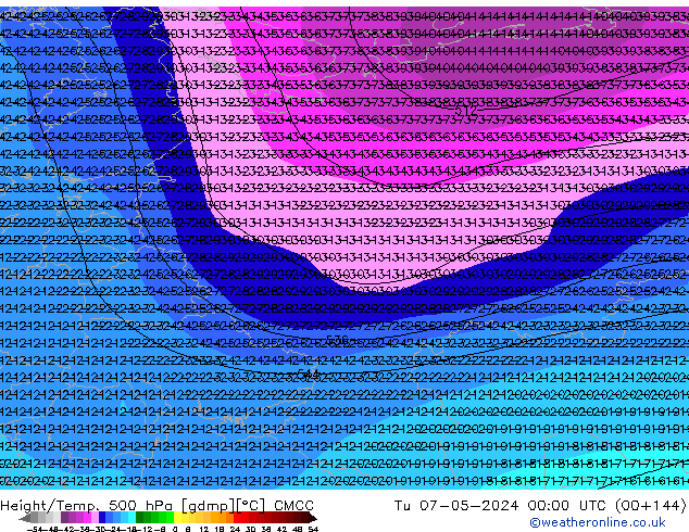 Géop./Temp. 500 hPa CMCC mar 07.05.2024 00 UTC