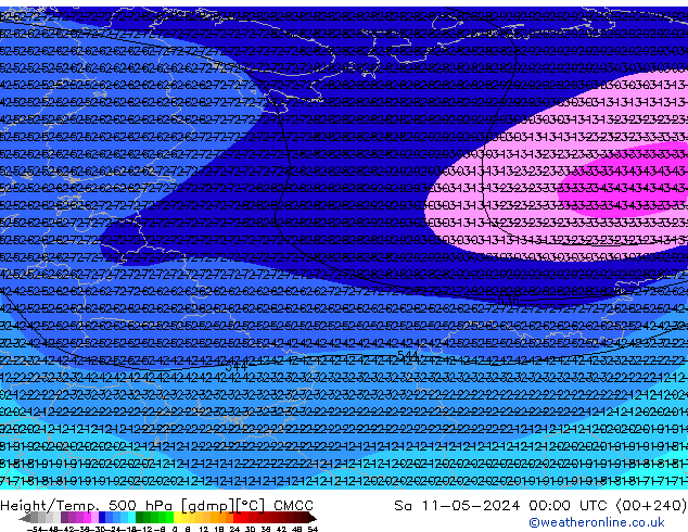 Height/Temp. 500 hPa CMCC Sa 11.05.2024 00 UTC