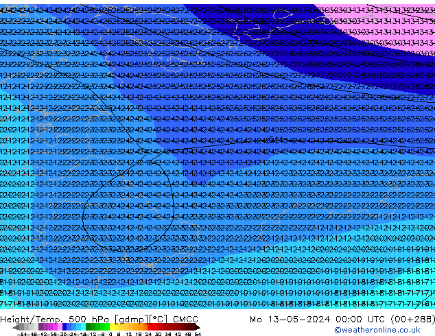 Hoogte/Temp. 500 hPa CMCC ma 13.05.2024 00 UTC