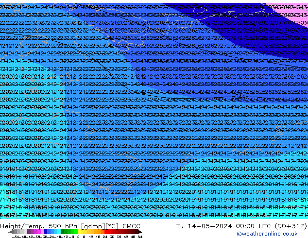 Height/Temp. 500 гПа CMCC вт 14.05.2024 00 UTC