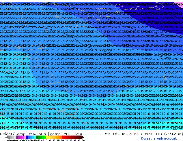 Yükseklik/Sıc. 500 hPa CMCC Çar 15.05.2024 00 UTC