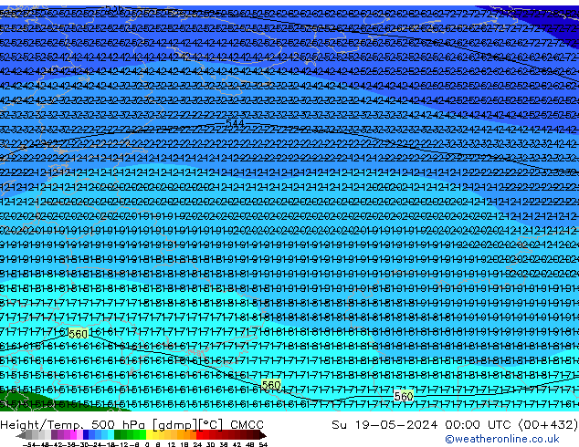 Height/Temp. 500 гПа CMCC Вс 19.05.2024 00 UTC