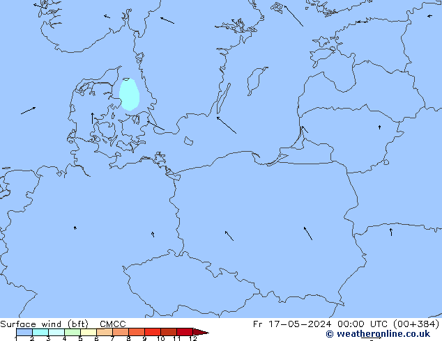 Surface wind (bft) CMCC Fr 17.05.2024 00 UTC