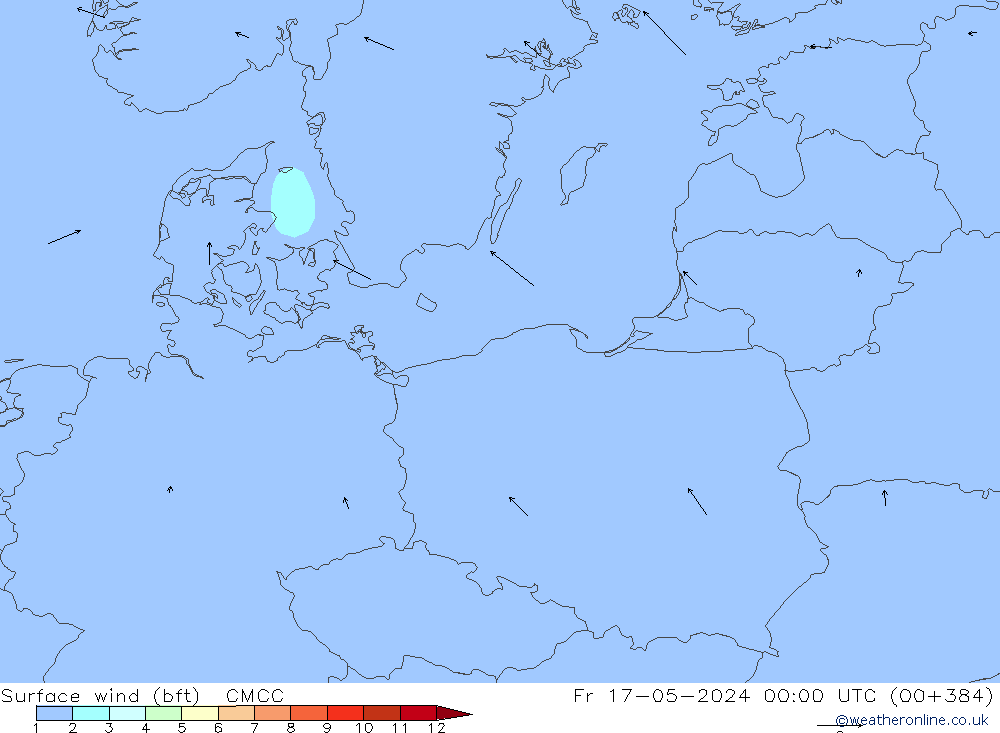 Wind 10 m (bft) CMCC vr 17.05.2024 00 UTC