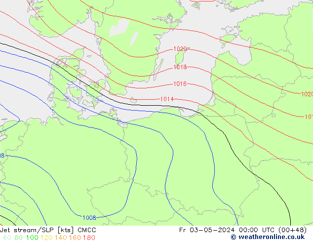 Jet Akımları/SLP CMCC Cu 03.05.2024 00 UTC