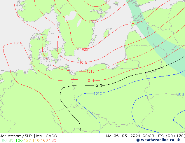 Jet stream/SLP CMCC Mo 06.05.2024 00 UTC