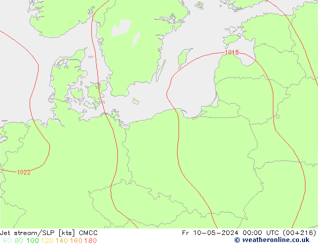 Jet stream/SLP CMCC Fr 10.05.2024 00 UTC