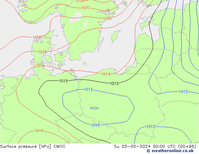 Pressione al suolo CMCC dom 05.05.2024 00 UTC