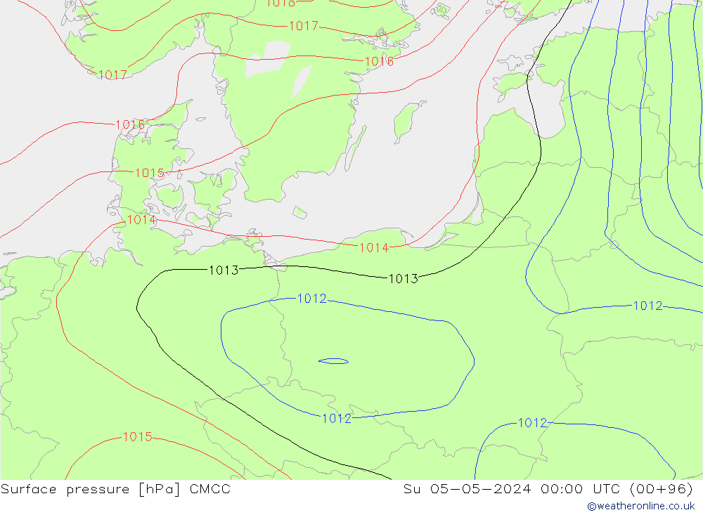 pressão do solo CMCC Dom 05.05.2024 00 UTC