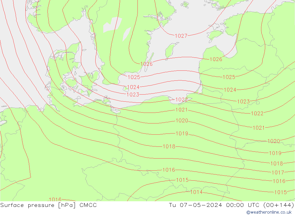 Pressione al suolo CMCC mar 07.05.2024 00 UTC