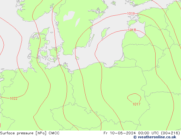 pression de l'air CMCC ven 10.05.2024 00 UTC
