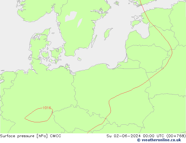 Pressione al suolo CMCC dom 02.06.2024 00 UTC