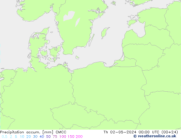 Precipitación acum. CMCC jue 02.05.2024 00 UTC