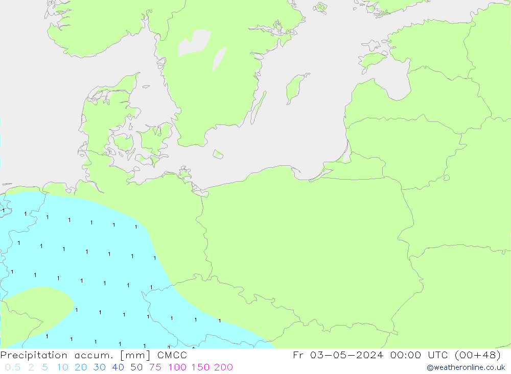 Precipitation accum. CMCC пт 03.05.2024 00 UTC