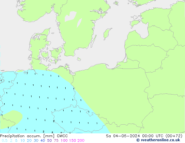 Precipitation accum. CMCC Sa 04.05.2024 00 UTC