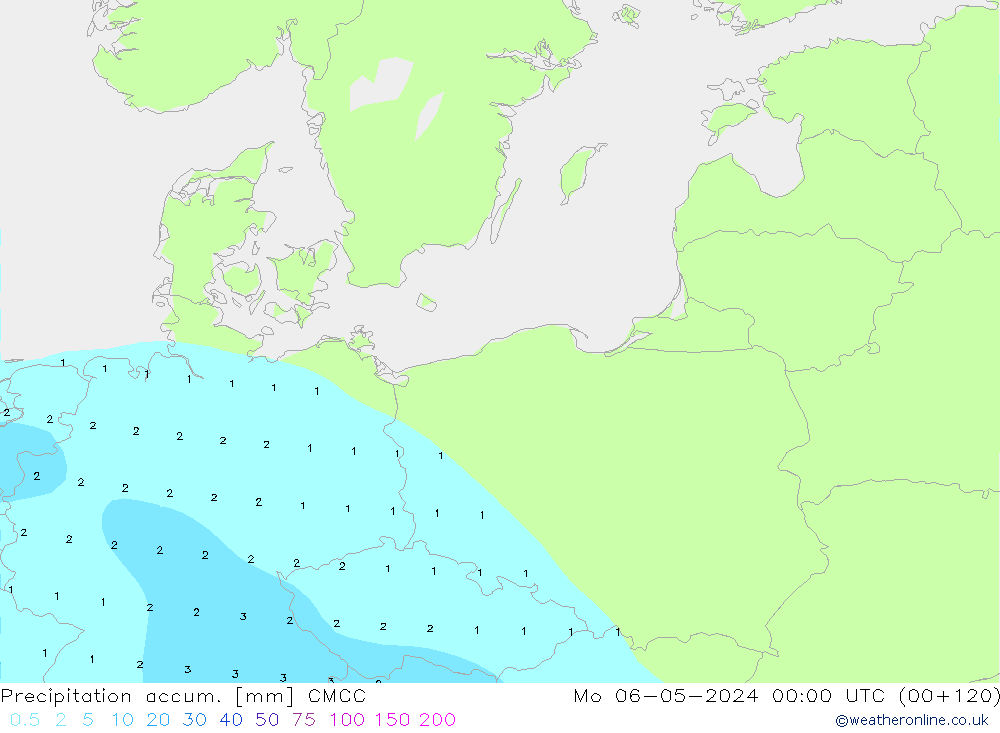 Precipitation accum. CMCC пн 06.05.2024 00 UTC