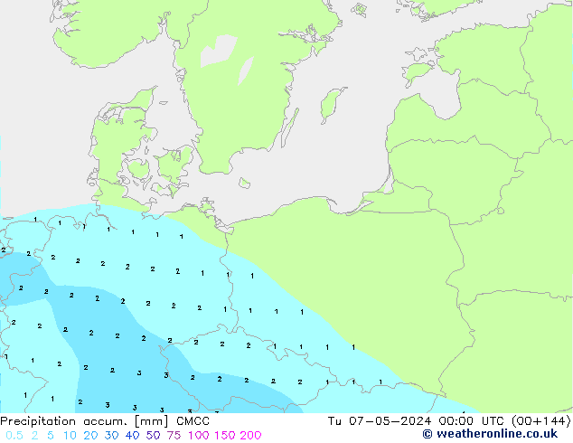 Precipitation accum. CMCC Tu 07.05.2024 00 UTC