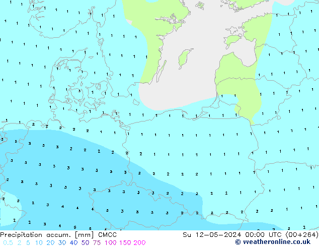 Precipitation accum. CMCC nie. 12.05.2024 00 UTC