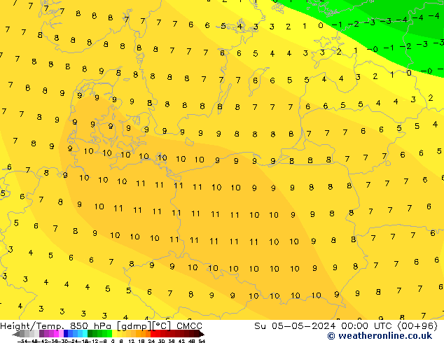 Hoogte/Temp. 850 hPa CMCC zo 05.05.2024 00 UTC