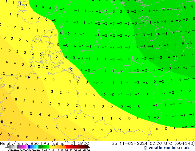 Yükseklik/Sıc. 850 hPa CMCC Cts 11.05.2024 00 UTC