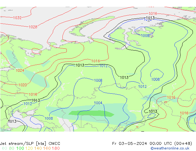 Jet stream/SLP CMCC Fr 03.05.2024 00 UTC