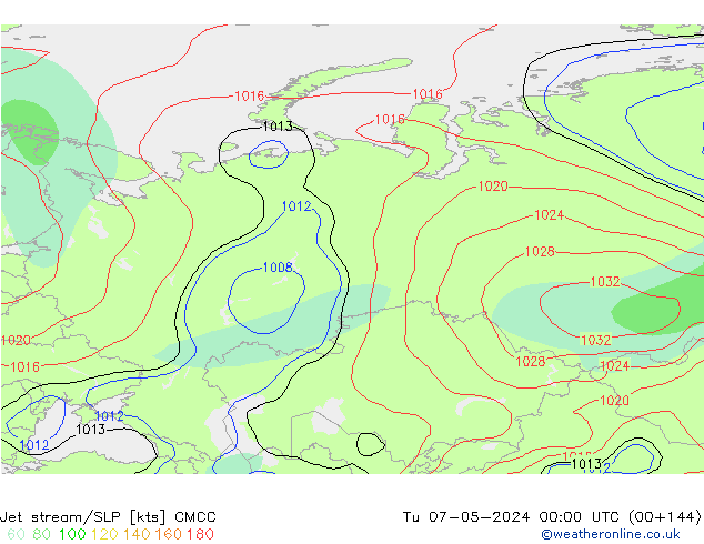 джет/приземное давление CMCC вт 07.05.2024 00 UTC