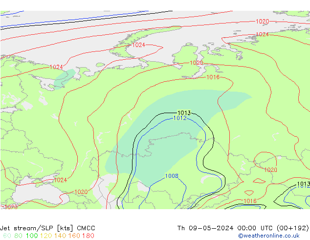 Prąd strumieniowy CMCC czw. 09.05.2024 00 UTC