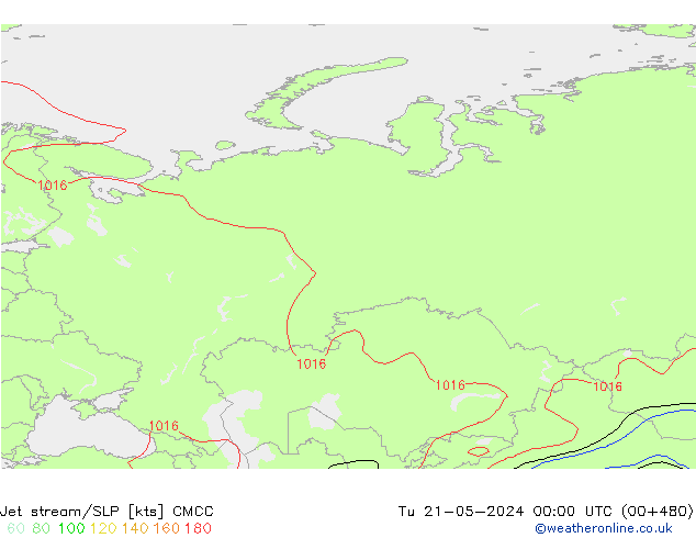 Jet stream/SLP CMCC Tu 21.05.2024 00 UTC