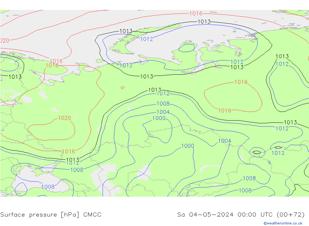 Pressione al suolo CMCC sab 04.05.2024 00 UTC