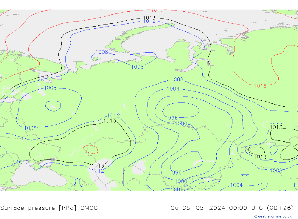 Luchtdruk (Grond) CMCC zo 05.05.2024 00 UTC