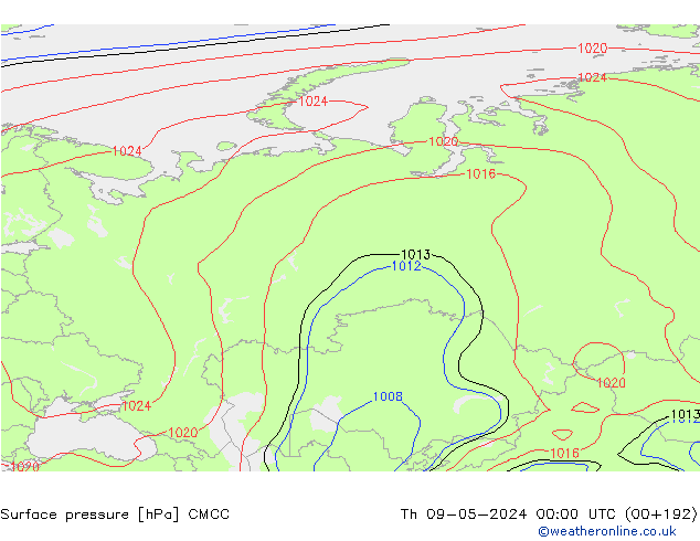 приземное давление CMCC чт 09.05.2024 00 UTC