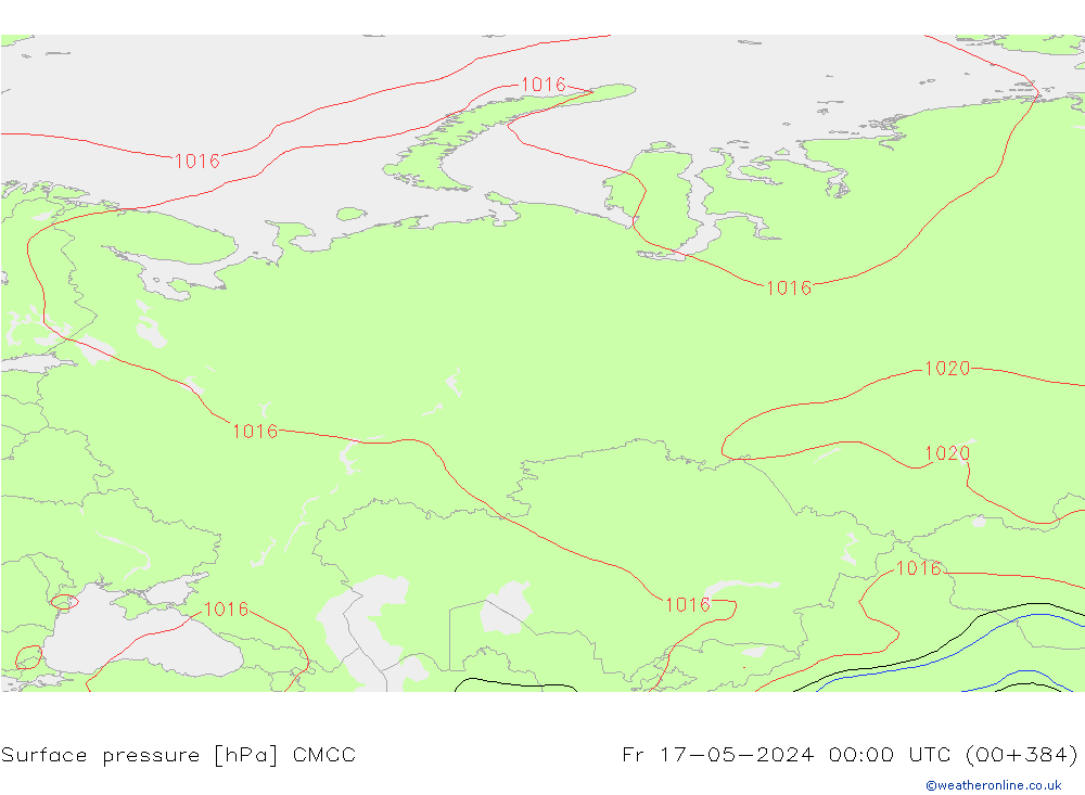 Pressione al suolo CMCC ven 17.05.2024 00 UTC