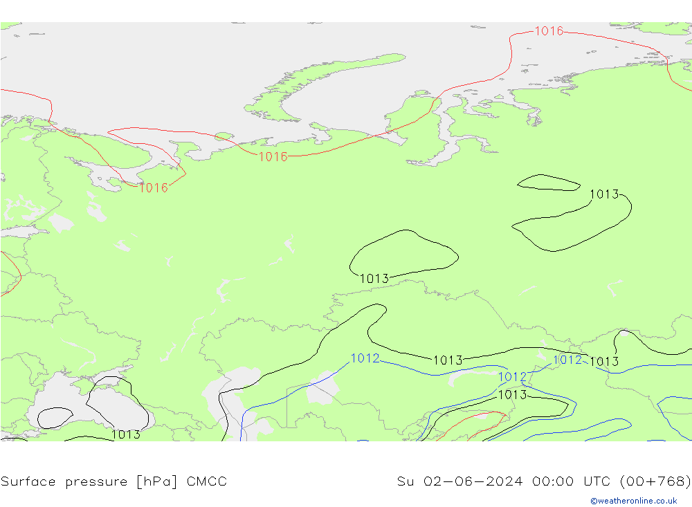 Presión superficial CMCC dom 02.06.2024 00 UTC