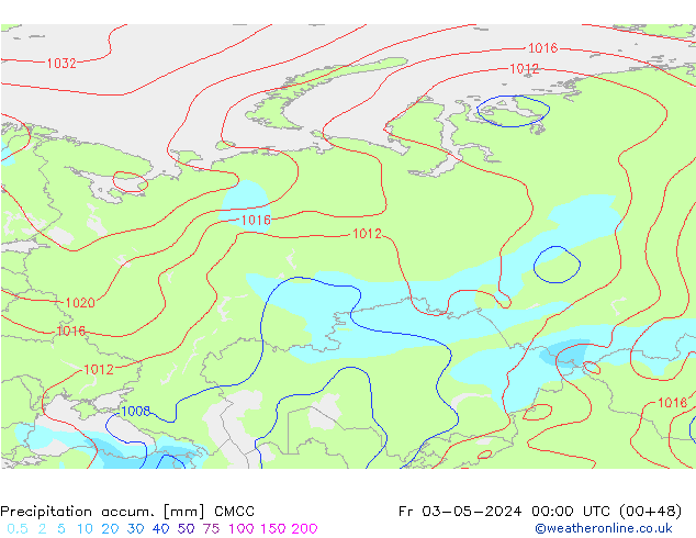 Totale neerslag CMCC vr 03.05.2024 00 UTC