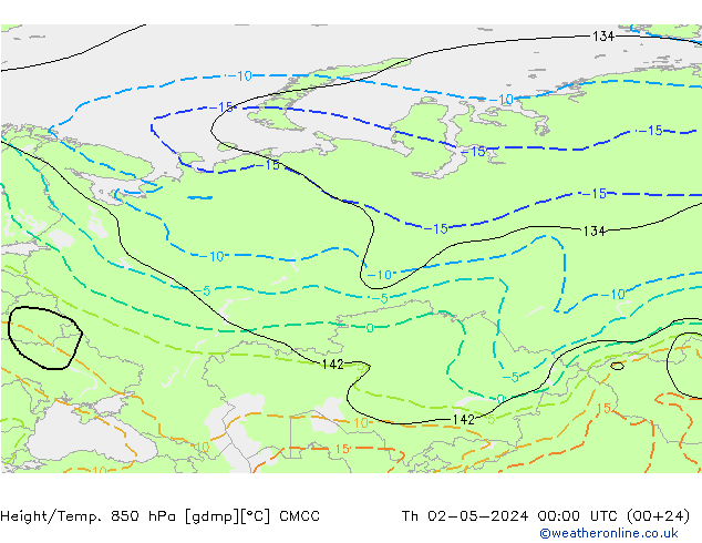 Yükseklik/Sıc. 850 hPa CMCC Per 02.05.2024 00 UTC