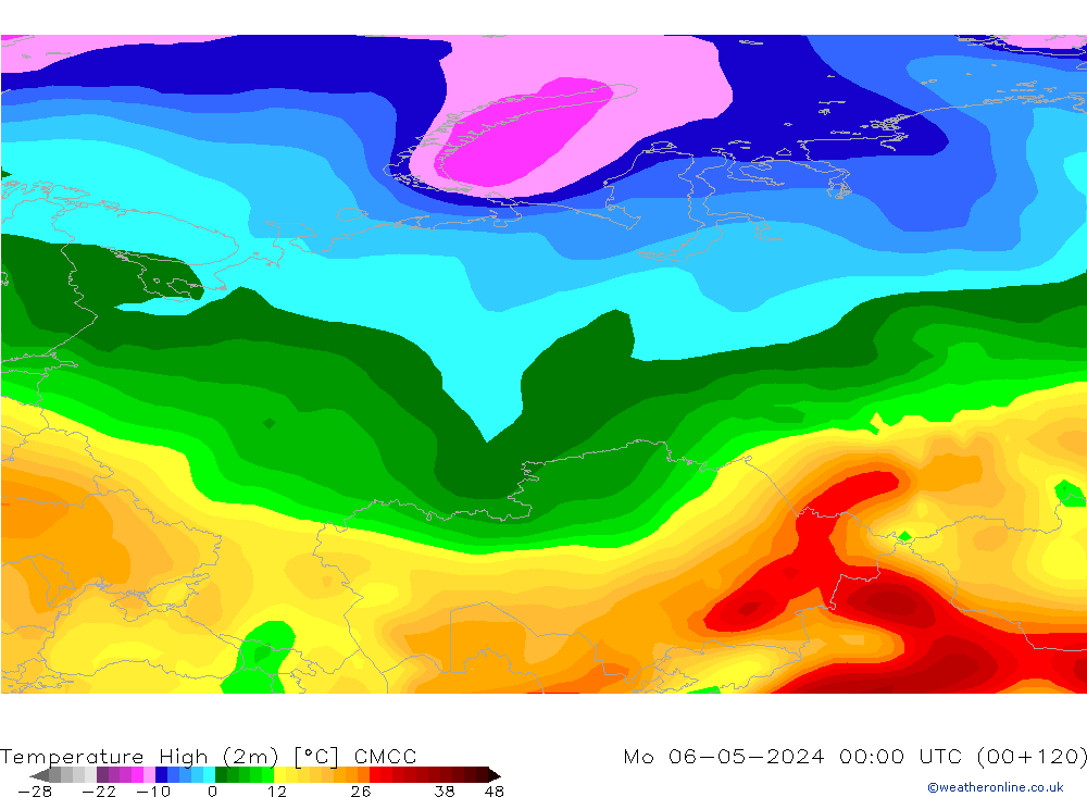 température 2m max CMCC lun 06.05.2024 00 UTC