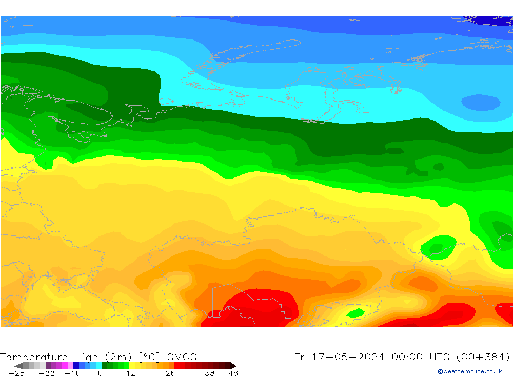Temperature High (2m) CMCC Fr 17.05.2024 00 UTC