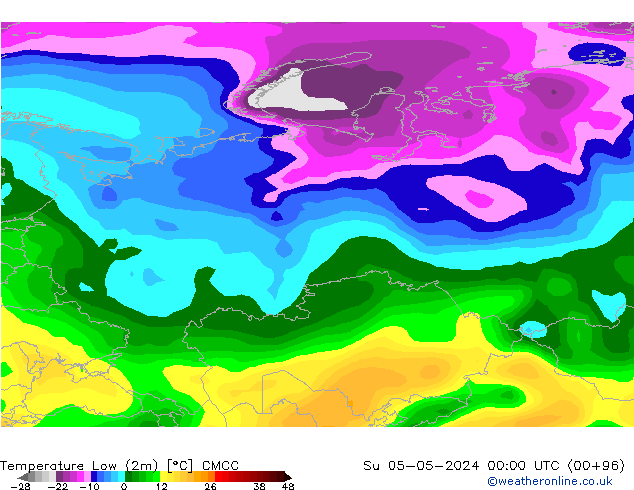 température 2m min CMCC dim 05.05.2024 00 UTC