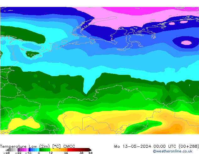 Temperatura mín. (2m) CMCC lun 13.05.2024 00 UTC