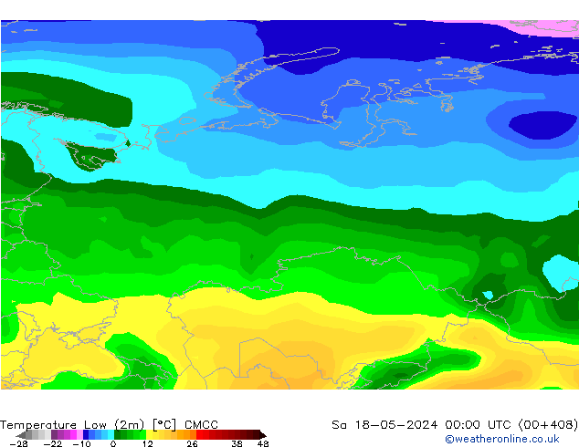 Temperature Low (2m) CMCC Sa 18.05.2024 00 UTC