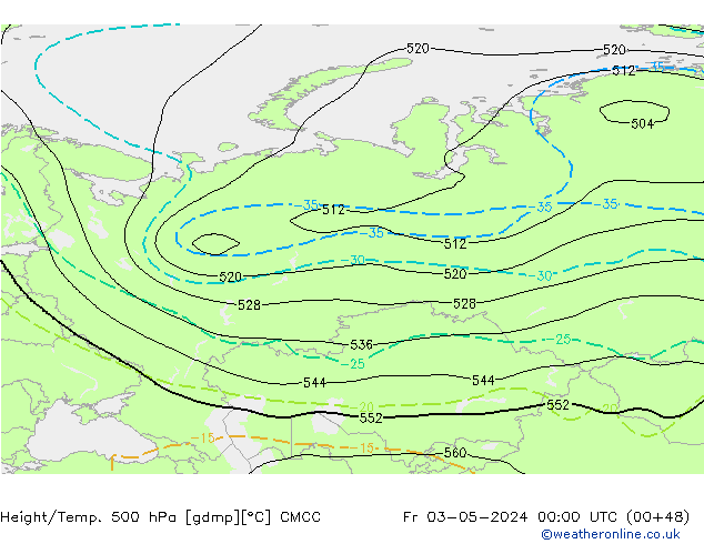 Géop./Temp. 500 hPa CMCC ven 03.05.2024 00 UTC