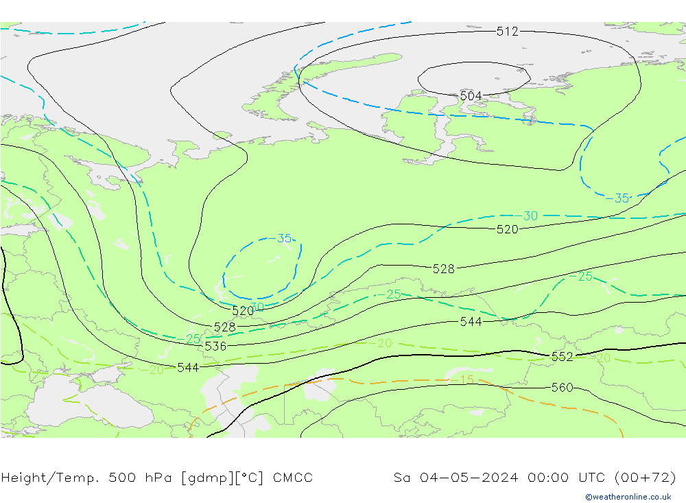 Height/Temp. 500 гПа CMCC сб 04.05.2024 00 UTC