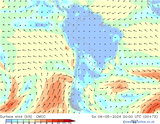 Surface wind (bft) CMCC Sa 04.05.2024 00 UTC
