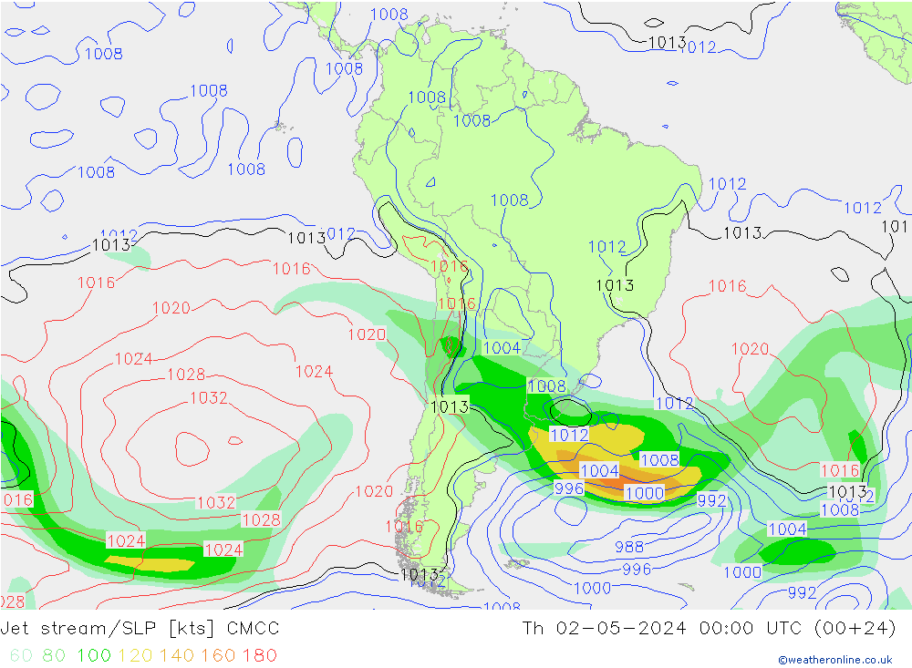 джет/приземное давление CMCC чт 02.05.2024 00 UTC