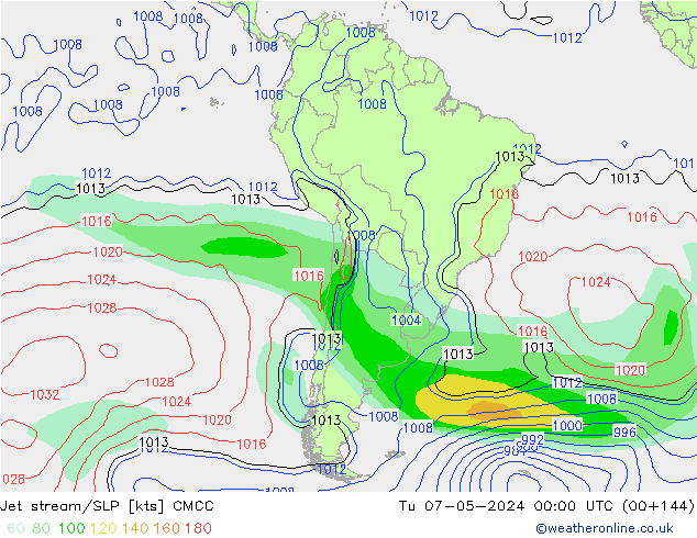 Jet Akımları/SLP CMCC Sa 07.05.2024 00 UTC