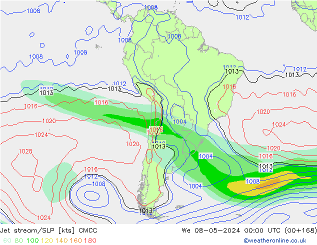 Prąd strumieniowy CMCC śro. 08.05.2024 00 UTC