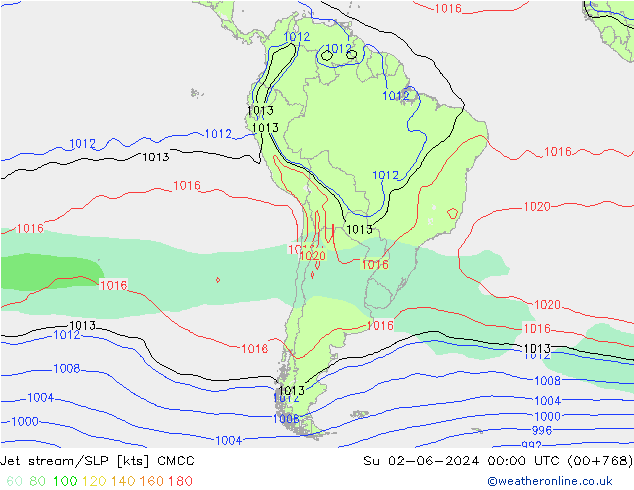 Jet stream/SLP CMCC Su 02.06.2024 00 UTC