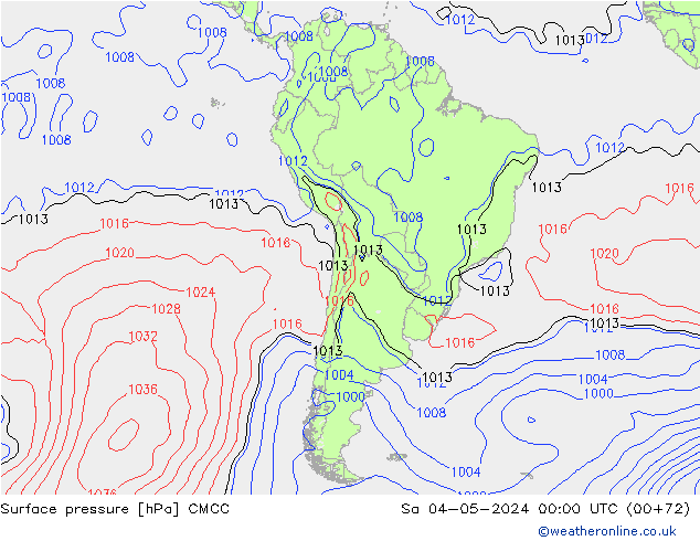 Presión superficial CMCC sáb 04.05.2024 00 UTC