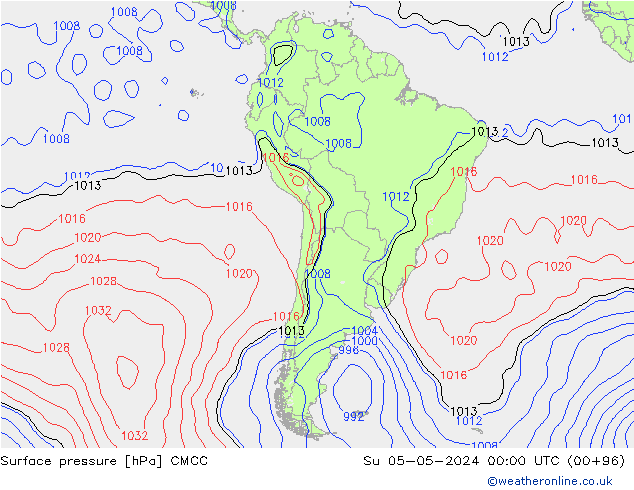 Atmosférický tlak CMCC Ne 05.05.2024 00 UTC