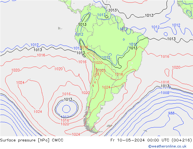 Surface pressure CMCC Fr 10.05.2024 00 UTC